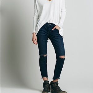 Free People Raw Ankle Destroyed Skinny